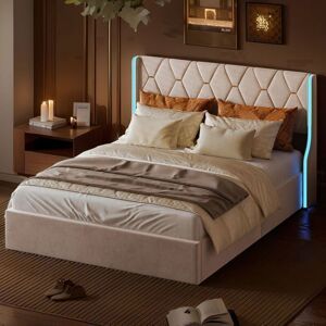 OEM Estructura De Cama 140x190 Cm - 240726ytt - Led - Hidráulica - Cama Doble - Terciopelo - 140x190 Cm - Beige OEM Estructura De Cama 140x190 Cm - 240726ytt - Led - Hidráulica - Cama Doble - Terciopelo - 140x190 Cm - Beige
