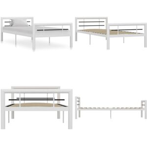 VIDAXL Estructura De Cama De Metal Blanco Y Negro 90x200 Cm - Cama De Metal - Cama De Metal Blanco Y Negro VIDAXL Estructura De Cama De Metal Blanco Y Negro 90x200 Cm - Cama De Metal - Cama De Metal Blanco Y Negro