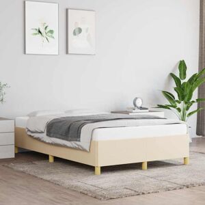 Estructura De Cama Sin Colchón Tela Crema 120x190 Cm Vidaxl Estructura De Cama Sin Colchón Tela Crema 120x190 Cm Vidaxl