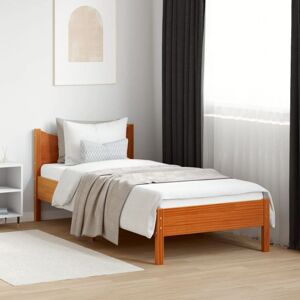 Vidaxl - Cama Sin Colchón Madera Maciza De Pino Marrón Cera 100x200 Cm Vidaxl - Cama Sin Colchón Madera Maciza De Pino Marrón Cera 100x200 Cm