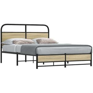 Estructura De Cama Sin Colchón 140x200 Cm Madera Roble Sonoma Vidaxl Estructura De Cama Sin Colchón 140x200 Cm Madera Roble Sonoma Vidaxl