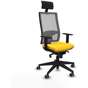 Piqueras Y Crespo - Horna Sincro Malla Gris Similpiel Amarillo Brazos 1d Base Piramidal Cabecero Fijo Ruedas 65mm Engomadas Piqueras Y Crespo - Horna Sincro Malla Gris Similpiel Amarillo Brazos 1d Base Piramidal Cabecero Fijo Ruedas 65mm Engomadas