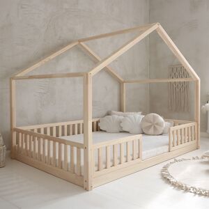PETITS-MEUBLES Cama Cabaña 140x200 Con Barandilla Y Somier Patas De 1 Cm Roxane Madera PETITS-MEUBLES Cama Cabaña 140x200 Con Barandilla Y Somier Patas De 1 Cm Roxane Madera