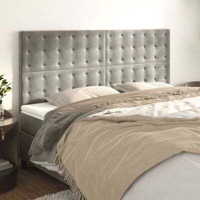 Cabecero de terciopelo gris claro Maisonchic 4 unidades - Cabecero Cabecero de terciopelo gris claro Maisonchic 4 unidades - Cabecero