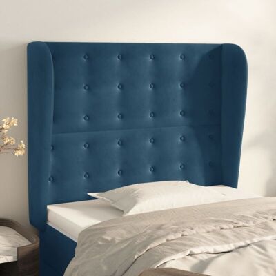 MAISONCHIC Cabecero de Terciopelo Azul Oscuro con Orejas - Cabecero MAISONCHIC Cabecero de Terciopelo Azul Oscuro con Orejas - Cabecero