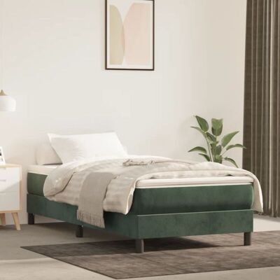 Cama de Terciopelo Verde Oscuro con Colchón de Muelles Ensacados - Cama Cama de Terciopelo Verde Oscuro con Colchón de Muelles Ensacados - Cama