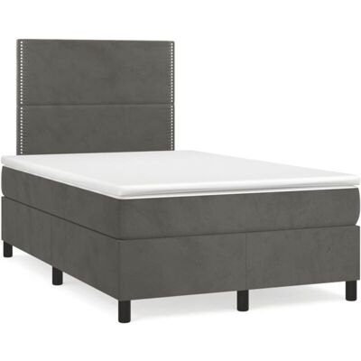 Cama Box Spring Con Colchón Terciopelo Gris Oscuro 120x190 Cm Vidaxl Cama Box Spring Con Colchón Terciopelo Gris Oscuro 120x190 Cm Vidaxl