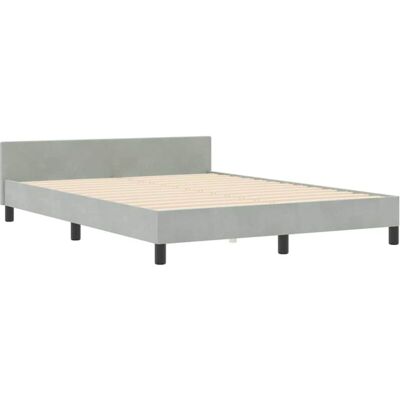 Vidaxl - Cama Marco Gris Claro Terciopelo 160x200 cm Vidaxl - Cama Marco Gris Claro Terciopelo 160x200 cm