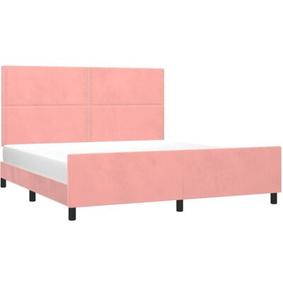 Estructura de cama rosa 160x200 cm con cabecero - vidaXL Estructura de cama rosa 160x200 cm con cabecero - vidaXL