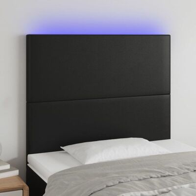 vidaXL Cabecero LED negro 80x5x118/128 cm Cuero sintético - Cabecero vidaXL Cabecero LED negro 80x5x118/128 cm Cuero sintético - Cabecero