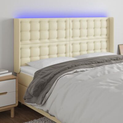 Cabecero con luces LED VIDAXL - Crema, Ajustable, Duradero Cabecero con luces LED VIDAXL - Crema, Ajustable, Duradero