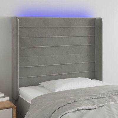 MAISONCHIC Modelo 103x16x118/128 cm Gris Claro Terciopelo LED Cabecero - Cabecero MAISONCHIC Modelo 103x16x118/128 cm Gris Claro Terciopelo LED Cabecero - Cabecero