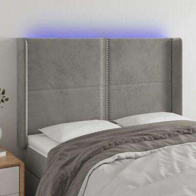 Cabecero de terciopelo gris claro con LED - con LED y altura ajustable Cabecero de terciopelo gris claro con LED - con LED y altura ajustable