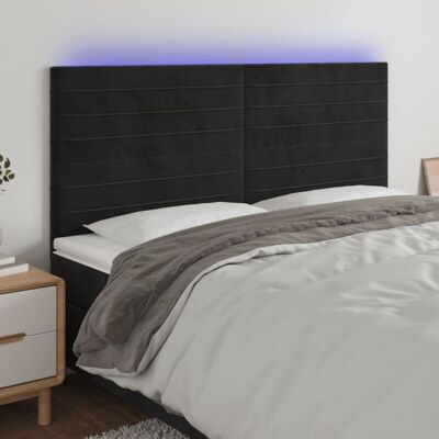 MAISONCHIC Cabecero de Terciopelo Negro con LED - Muebles de Dormitorio MAISONCHIC Cabecero de Terciopelo Negro con LED - Muebles de Dormitorio
