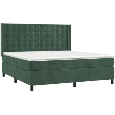 VIDAXL Cama con Colchón y LED - Terciopelo Verde Oscuro VIDAXL Cama con Colchón y LED - Terciopelo Verde Oscuro