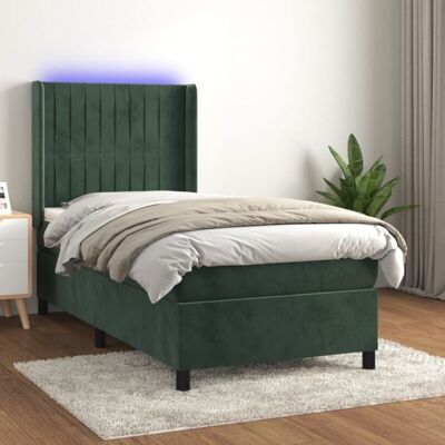 Cama de Terciopelo Verde Oscuro con LED vidaXL 80x200cm Cama de Terciopelo Verde Oscuro con LED vidaXL 80x200cm