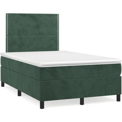 vidaXL Cama box spring de terciopelo verde oscuro con LED - 120x190cm vidaXL Cama box spring de terciopelo verde oscuro con LED - 120x190cm