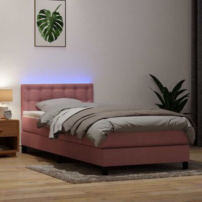 vidaXL Cama de Terciopelo Rosa 90x210cm con Luces LED vidaXL Cama de Terciopelo Rosa 90x210cm con Luces LED