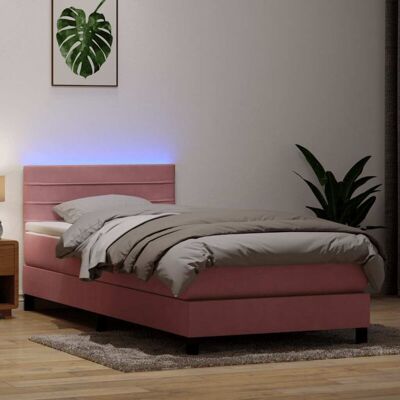 Cama rosa velvet 90x220 cm vidaXL con cabecero ajustable Cama rosa velvet 90x220 cm vidaXL con cabecero ajustable