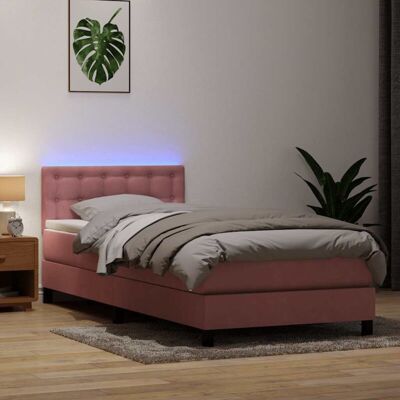 Cama box spring rosa con colchón 80x220 cm vidaXL Cama box spring rosa con colchón 80x220 cm vidaXL