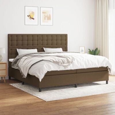 Cama Box Spring Con Colchón Tela Marrón Oscuro 200x200 Cm Vidaxl Cama Box Spring Con Colchón Tela Marrón Oscuro 200x200 Cm Vidaxl