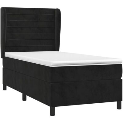 vidaXL Cama de Terciopelo Negro con Cabecera Ajustable - Cama vidaXL Cama de Terciopelo Negro con Cabecera Ajustable - Cama