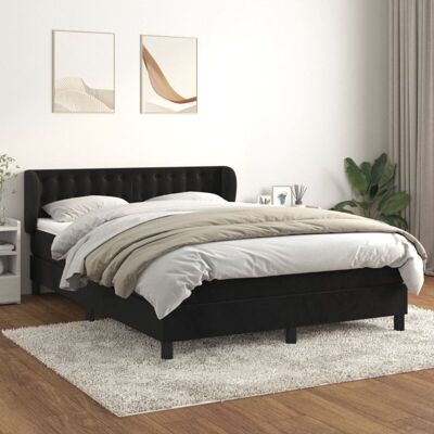Cama de muelles con terciopelo negro vidaXL - Cama y colchón Cama de muelles con terciopelo negro vidaXL - Cama y colchón