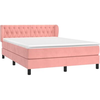 vidaXL Cama de Terciopelo Rosa con Colchón y Cabecero - Cama vidaXL Cama de Terciopelo Rosa con Colchón y Cabecero - Cama