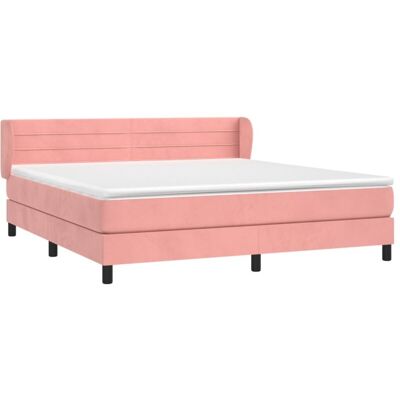 vidaXL Cama Rosa de Terciopelo con Cabecero Ajustable y Colchón de Muelles vidaXL Cama Rosa de Terciopelo con Cabecero Ajustable y Colchón de Muelles