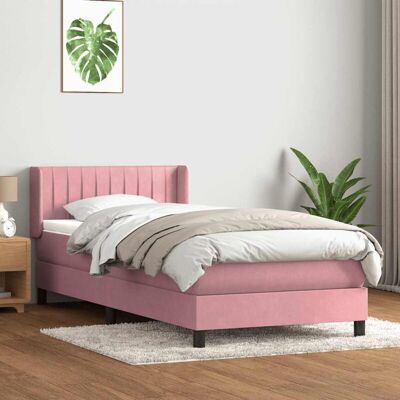 Cama box spring rosa 90x210 cm con colchón y terciopelo vidaXL Cama box spring rosa 90x210 cm con colchón y terciopelo vidaXL