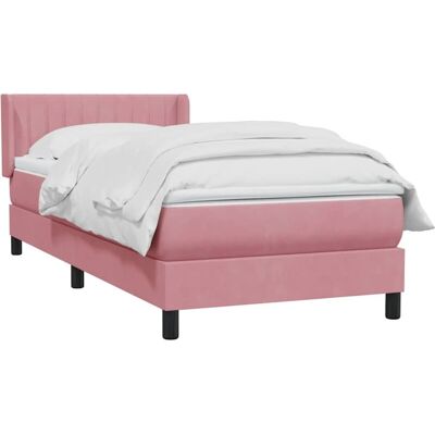 Cama de terciopelo rosa con soporte de muelles ensacados - Cama Cama de terciopelo rosa con soporte de muelles ensacados - Cama