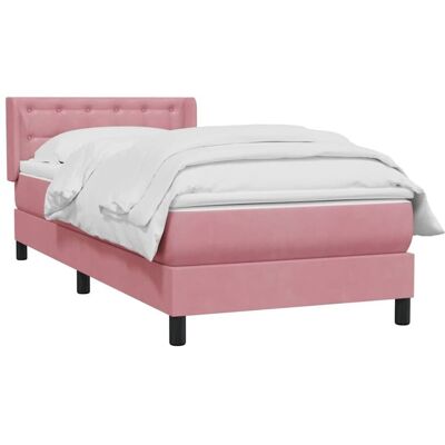 Cama rosa de terciopelo con colchón 80x220 cm vidaXL Cama rosa de terciopelo con colchón 80x220 cm vidaXL
