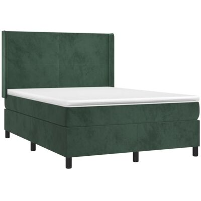 Vidaxl - Cama box spring de terciopelo verde oscuro 140x190cm Vidaxl - Cama box spring de terciopelo verde oscuro 140x190cm