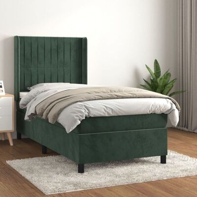 Cama box spring de terciopelo verde oscuro 80x200 cm - Cama Cama box spring de terciopelo verde oscuro 80x200 cm - Cama