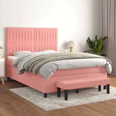 vidaXL Cama de Terciopelo Rosa con Colchón y Accesorios - Cama con Colchón y Accesorios vidaXL Cama de Terciopelo Rosa con Colchón y Accesorios - Cama con Colchón y Accesorios
