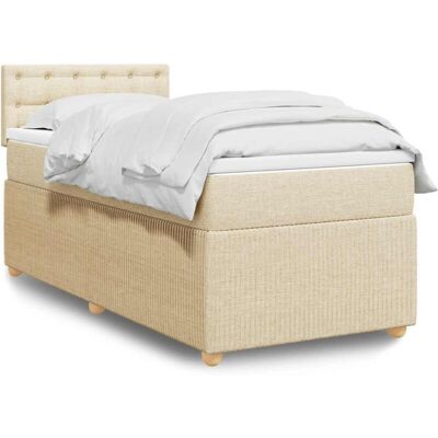 Cama Box Spring Con Colchón Tela Color Crema 100x200 Cm Vidaxl Cama Box Spring Con Colchón Tela Color Crema 100x200 Cm Vidaxl