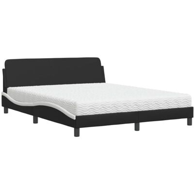Vidaxl - Cama Con Colchón Cuero Sintético Negro Y Blanco 160x200 Cm Vidaxl - Cama Con Colchón Cuero Sintético Negro Y Blanco 160x200 Cm