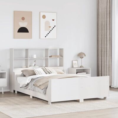 Cama Con Estantería Sin Colchón Madera Maciza Blanca 140x200 Cm Vidaxl Cama Con Estantería Sin Colchón Madera Maciza Blanca 140x200 Cm Vidaxl