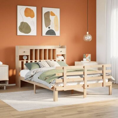 Cama Con Estantería Sin Colchón Madera Maciza De Pino 140x200cm Vidaxl Cama Con Estantería Sin Colchón Madera Maciza De Pino 140x200cm Vidaxl