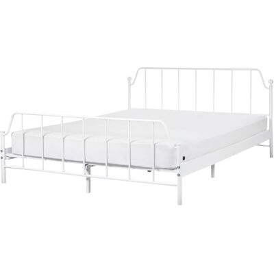 Cama Beliani MAURESSAC - Metal Blanco 160x200 Rey Cama Beliani MAURESSAC - Metal Blanco 160x200 Rey