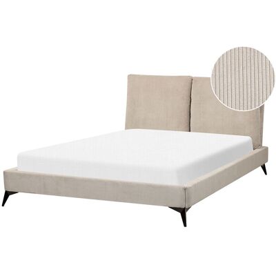 Cama de doble tamaño Taupe de pana - Beliani Cama de doble tamaño Taupe de pana - Beliani