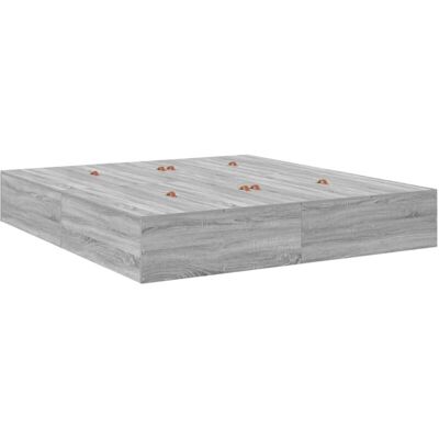 vidaXL Cama con Acolchado de Almacenamiento - 200x200 cm, Gris Sonoma, Diseño Moderno vidaXL Cama con Acolchado de Almacenamiento - 200x200 cm, Gris Sonoma, Diseño Moderno