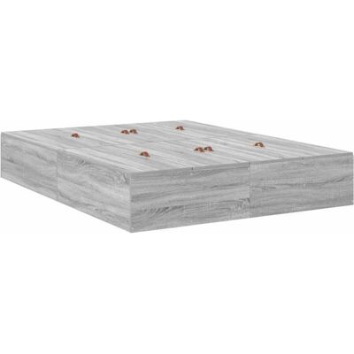 Marco de Cama de Almacenamiento Gris Sonoma 135x190 cm Vidaxl Marco de Cama de Almacenamiento Gris Sonoma 135x190 cm Vidaxl