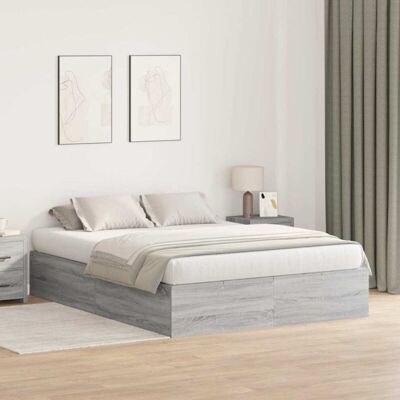 Marco de Cama de Almacenamiento Sonoma Gris 150x200 cm - Marco de Cama Marco de Cama de Almacenamiento Sonoma Gris 150x200 cm - Marco de Cama