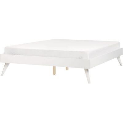 Cama MDF Blanca Beliani - Diseño Escandinavo Minimalista - 140x200 cm Cama MDF Blanca Beliani - Diseño Escandinavo Minimalista - 140x200 cm