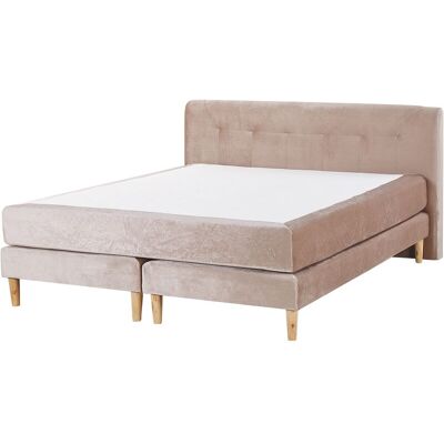 Cama Divan de Terciopelo Beige Beliani Tamaño Europeo 160x200 - Cama Divan Cama Divan de Terciopelo Beige Beliani Tamaño Europeo 160x200 - Cama Divan