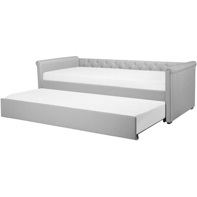 Beliani Cama Plegable Gris Claro - EU Small Single - Tapizado en Tela Beliani Cama Plegable Gris Claro - EU Small Single - Tapizado en Tela