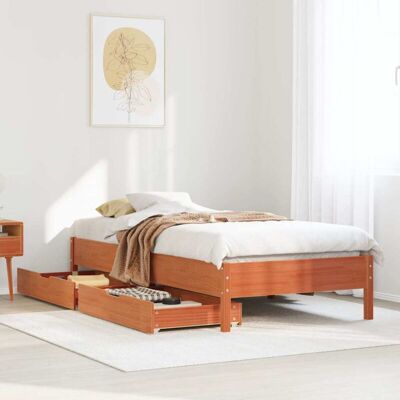 Cama Sin Colchón Madera Maciza De Pino Marrón Cera 100x200 Cm Vidaxl Cama Sin Colchón Madera Maciza De Pino Marrón Cera 100x200 Cm Vidaxl