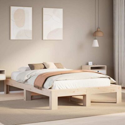 Vidaxl - Estructura De Cama Sin Colchón Madera Maciza De Pino 135x190 Cm Vidaxl - Estructura De Cama Sin Colchón Madera Maciza De Pino 135x190 Cm