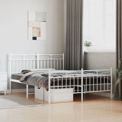 Estructura de cama de metal blanca 140x200 cm - cama metálica Estructura de cama de metal blanca 140x200 cm - cama metálica